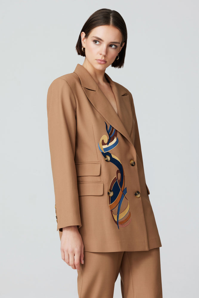 
                  
                    Anka Wool Camel Jacket With Embroidery
                  
                