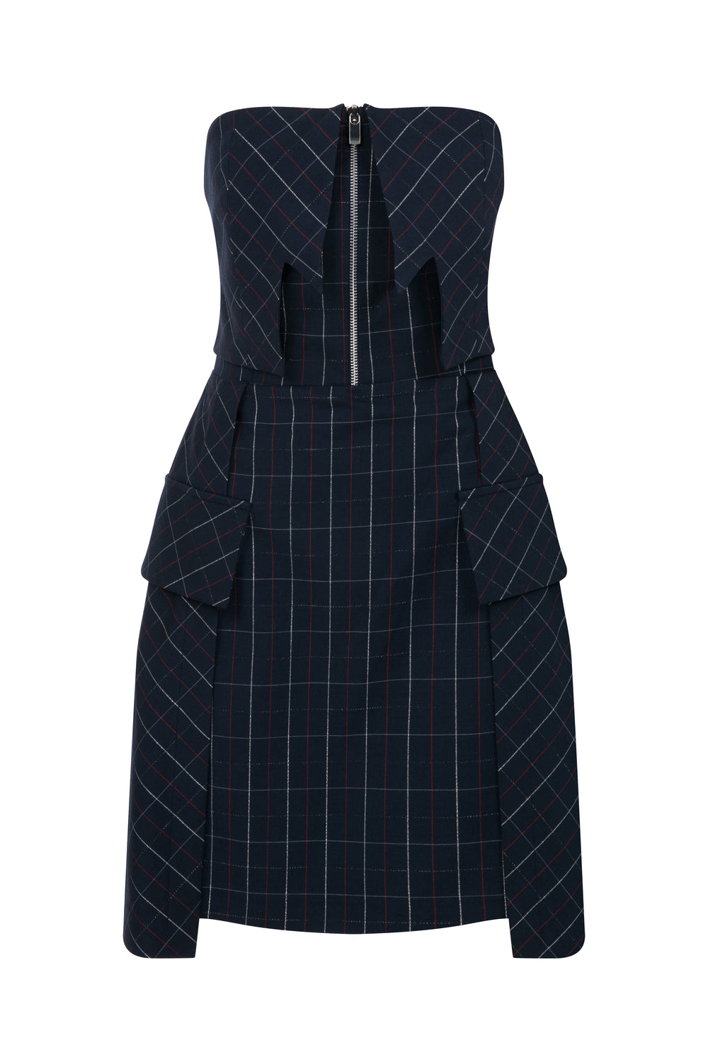 Bella Wool Check Navy Dress