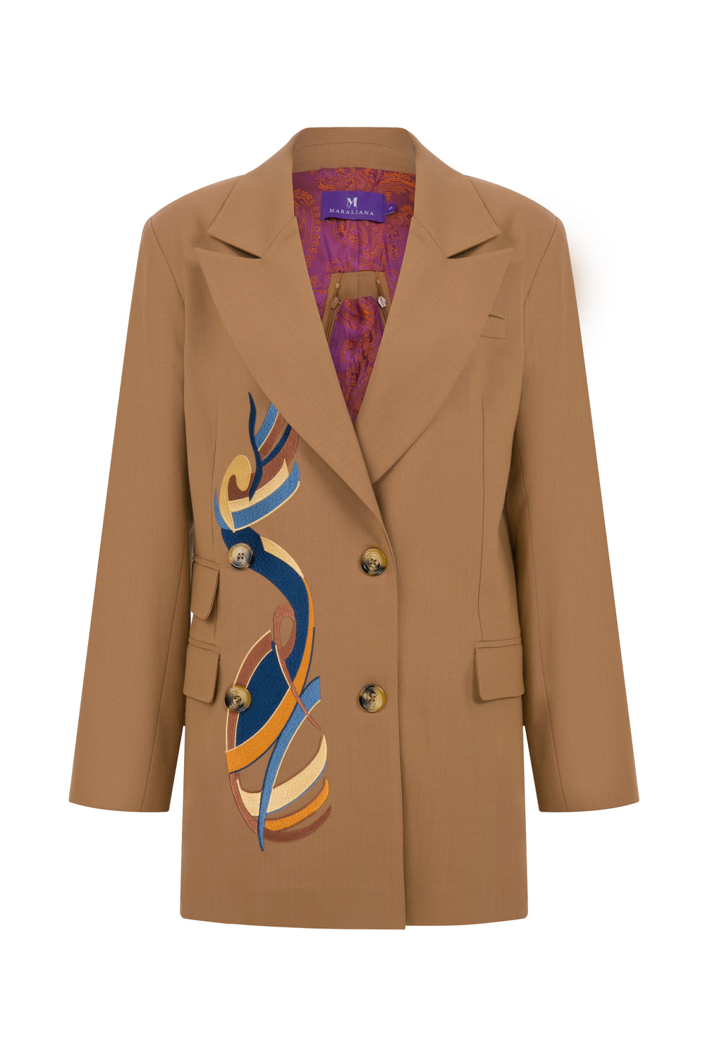 Anka Wool Camel Jacket With Embroidery