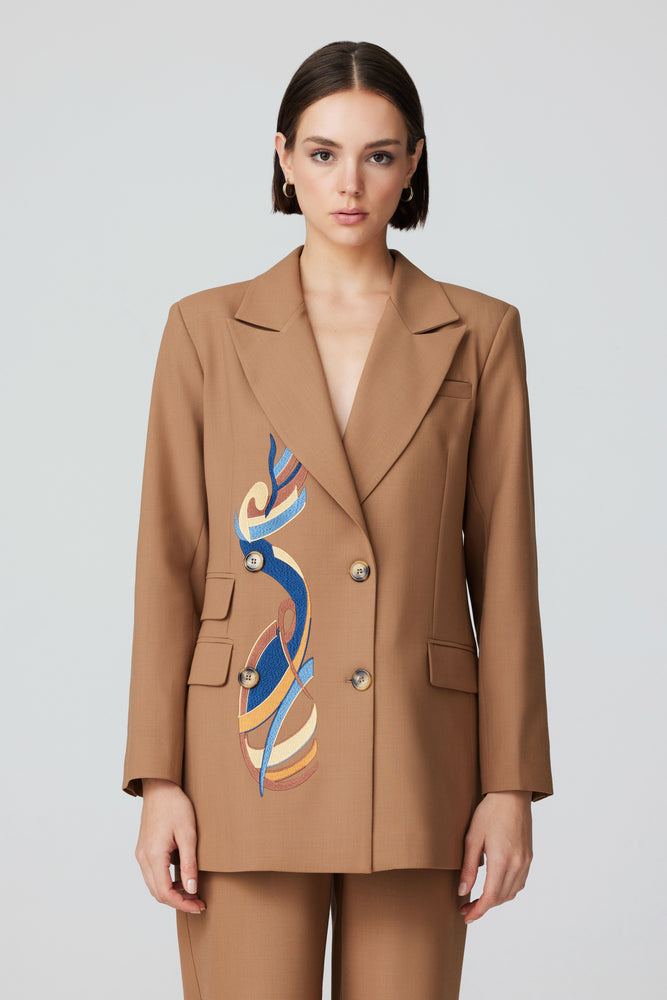 
                  
                    Anka Wool Camel Jacket With Embroidery
                  
                