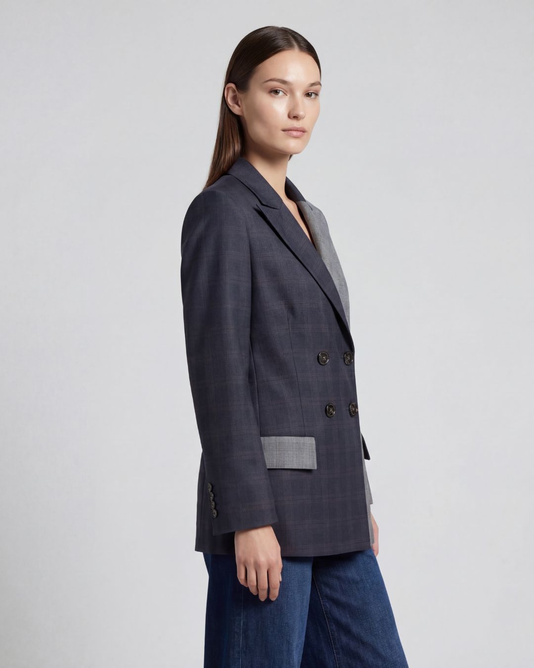 
                  
                    Double-breasted Checked Jacket
                  
                