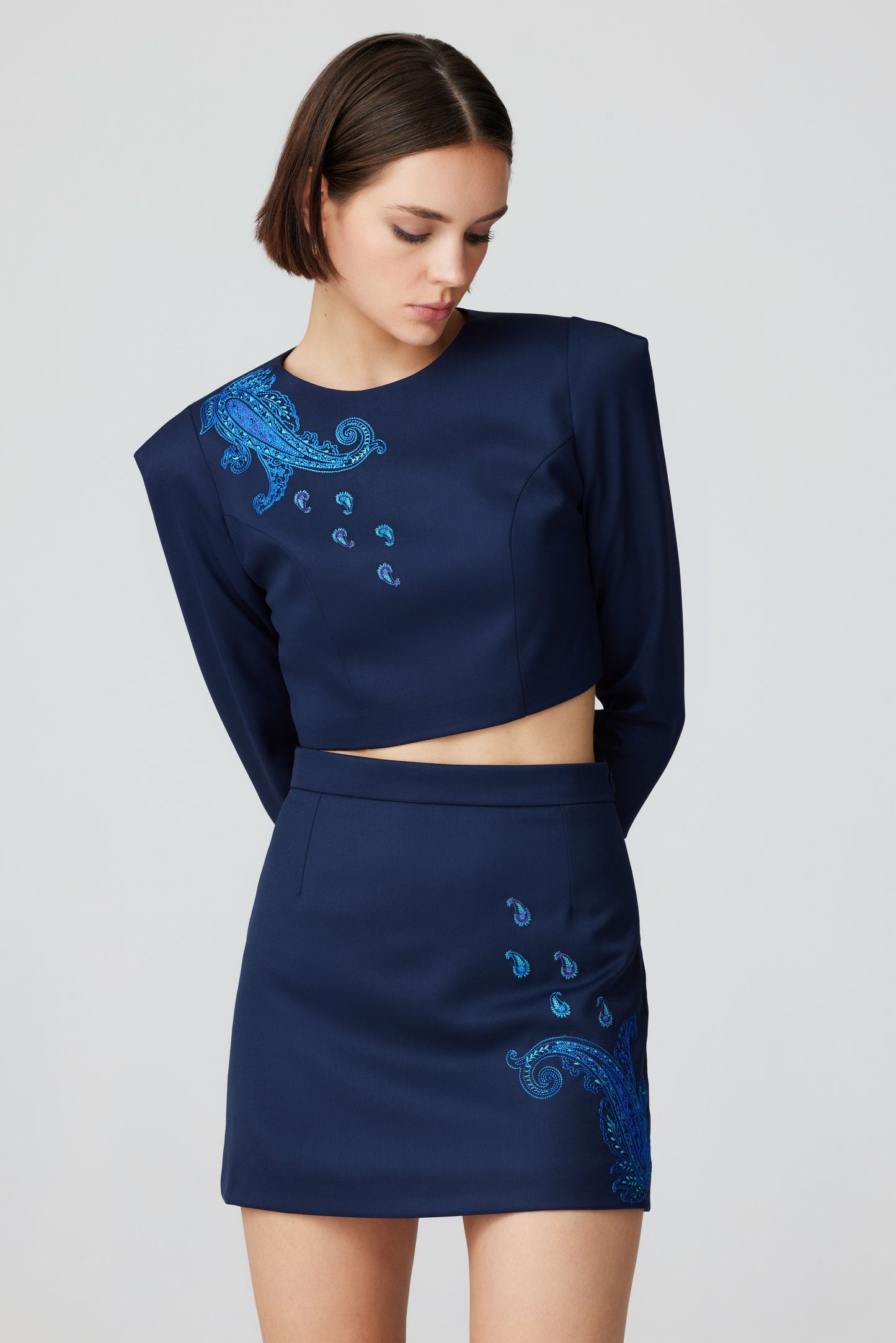 
                  
                    Isla Wool Navy Top With Paisley Embroidery
                  
                