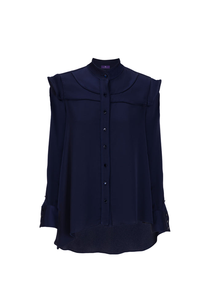 
                  
                    Asymmetric mandarin collar shirt
                  
                
