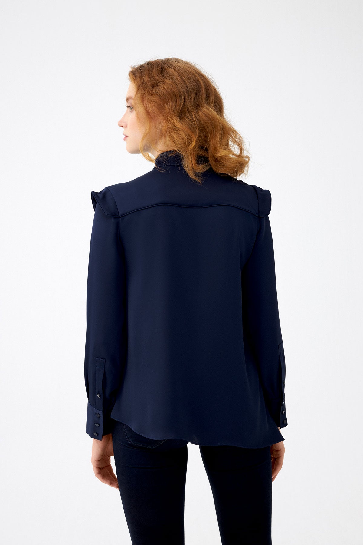 
                  
                    Asymmetric mandarin collar shirt
                  
                