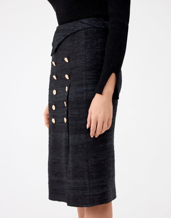 
                  
                    Silk Buttoned Slit Skirt
                  
                